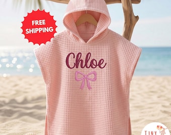 Personalized Baby Hooded Towel, Embroidered Name Toddler Pool Towel, Custom Kids Beach Towel, Baby Boy or Girl Summer Gift