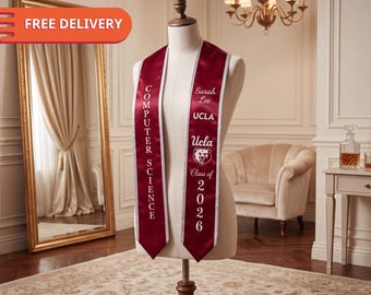 Custom Your Design Text Logo Graduation Stole, Personalized Graduation Print Sash with Name, Class of 2026 Nursing Stole, Graduation Sash