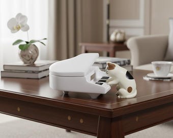 Adorno de piano con forma de gato de estilo japonés, figura de resina, mini decoración para estante