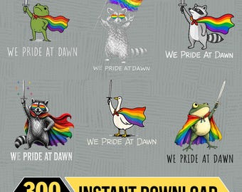 Pride Month PNG Bundle, We Pride At Dawn Png, Funny Gay Meme Clipart, Retro Pride Graphics, LGBT Digital File