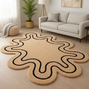 Tappeto trapuntato a mano con viso gocciolante multicolore - Tappeto astratto funky con faccina sorridente fusa - Decorazione per pavimenti in stile Hypebeast Pop Art per soggiorno e studio