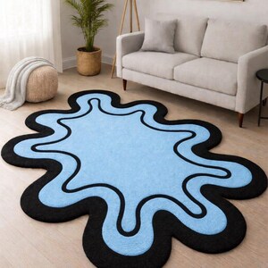 Colorful Abstract Pop Art Hand-Tufted Rug - Vibrant Multi-Color Melted Pattern Area Rug -Modern Hypebeast Floor Decor for Studio Living Room