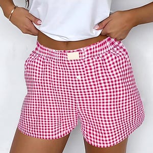 Pantalones cortos bóxer rojos para mujer, lindos pantalones cortos de verano para estar en casa, pantalones cortos de pijama cómodos de cintura alta de algodón suave, ropa de dormir, pantalones cortos estilo Y2K, pantalones cortos casuales