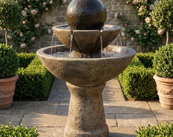 Fontanna ogrodowa z kulą zen, 2-poziomowa, Als Garden Art
