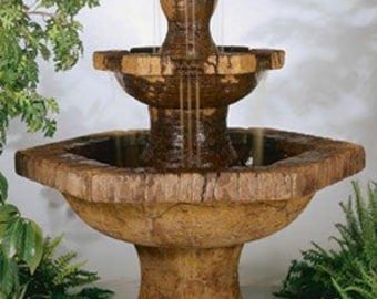 Fontana esagonale a tre livelli in pietra fusa Henri Studio Grenoble