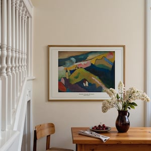 Bergslandskap med kyrktryck, Wassily Kandinsky, expressionistisk alpin väggkonst (240gsm+ papper)