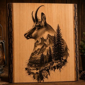 Chamois PNG-paket, alpin djurlivsväggkonst, rustik bergsdekor, lasergraveringsdesign, naturutskrivbar PDF
