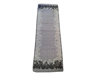 1990s Valentino Silk Scarf | Trompe Lace Gray Black Floral  Print | Made in Italy