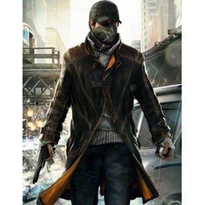 Watch Dogs Trench Coat Aiden Pearce  Leather Coat  – Gamer Cosplay Brown Leather Costume Jacket