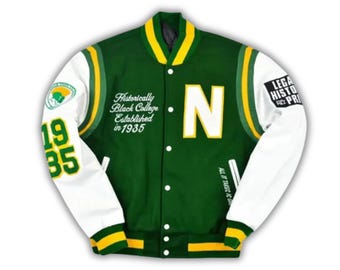 Norfolk State Universität Motto 2.0 Varsity Jacke aus Wolle mit Lederärmeln Varsity