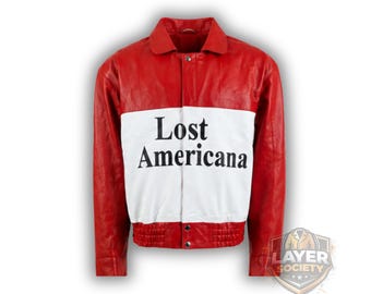 MGK Lost Americana Jacke | Rot Weiß Leder Racing Streetwear