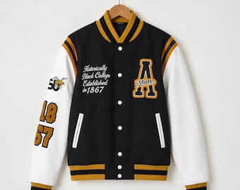 Alabama State Universität Motto 2.0 Varsity Jacke aus Wolle mit Leder ärmeln Varsity