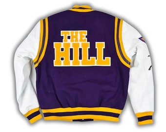 HBCU Prairie View A & M Universität Motto 2.0 Lila Jacke Wolle mit Lederärmeln Varsity