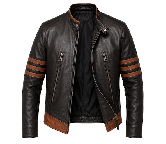 X-Men Wolverine Jacket Brown Striped Real Leather – Logan Inspired for Men & Women All Sizes