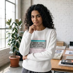 Sudadera teñida con bordado Error 404 Motivación no encontrada Divertida sudadera técnica