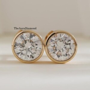 Ringset 1,5 CT rond geslepen laboratoriumdiamanten, 10K gouden oorbellen, bruidsoorbellen, oorbellen voor dagelijks gebruik, oorbellen voor vrouwen