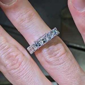 4MM Asscher Cut Diamond Wedding Band for Her, Lab Grown Diamond Eternity Band, Stackable Band for Engagement Ring, Party Wear Band for Women