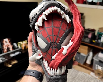 Venomized Spider-Man Head Sculpture, Symbiote Mask Decor, Dark Superhero Bust, Comic Style Display Piece, Gamer Room Decor, Gift for Fans