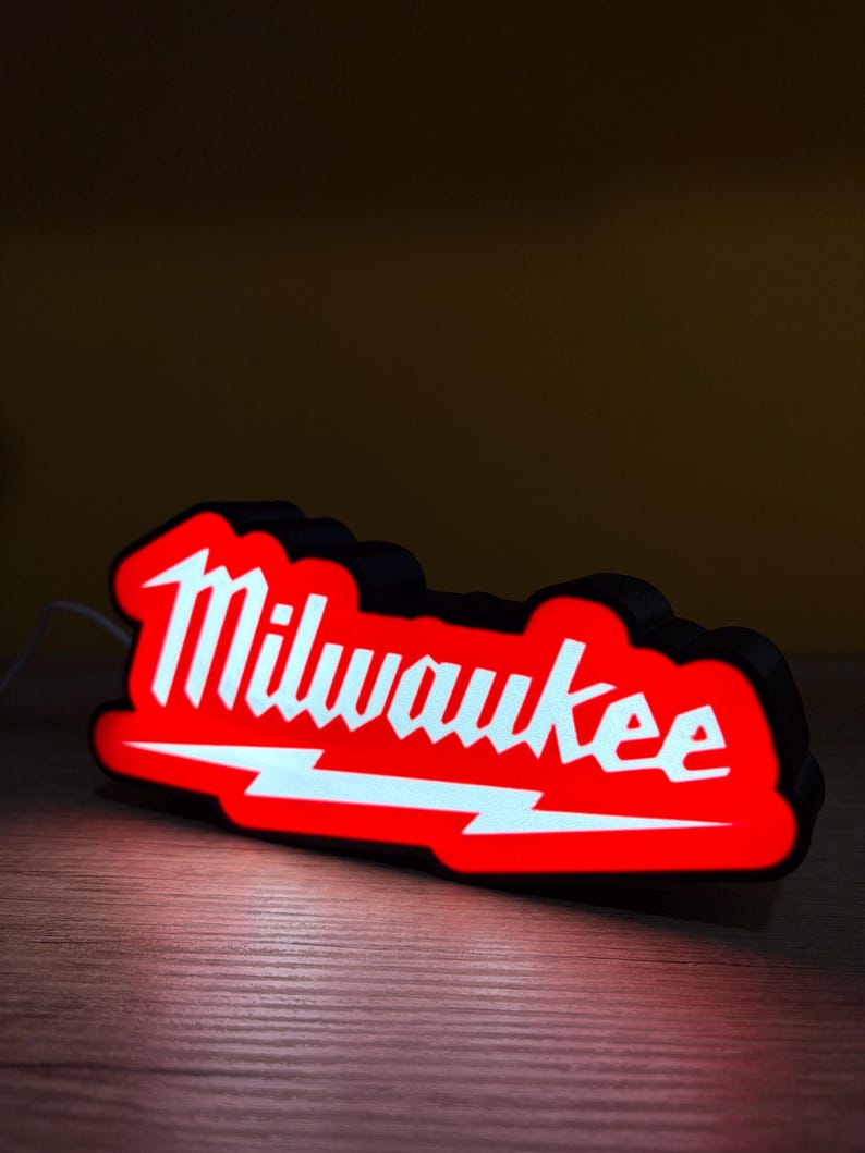 Milwaukee LED Lightbox – Tool Garage Decor, Workshop Light, Electrician ...