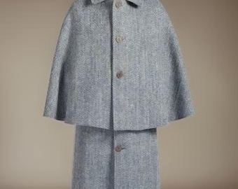 Abrigo tipo capa de lana gris para hombre, estilo Regency, para hombre y mujer.