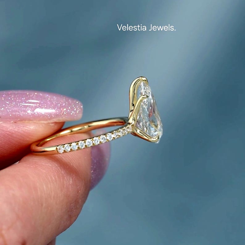 2.50 CT Pear Lab Grown Diamond Engagement Ring, IGI Certified, 14K ...