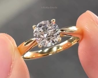 3 CT IGI Certified Round Cut Lab Grown Classic Solitaire Engagement Wedding Ring, Round Diamond Ring