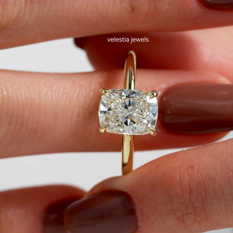 2.50 CT Elongated Cushion Cut Lab Grown Diamond Ring, IGI Certified ...