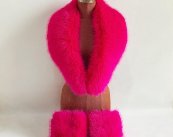 Fashion Kunstpelz Kragen und Manschetten-Set, abnehmbar