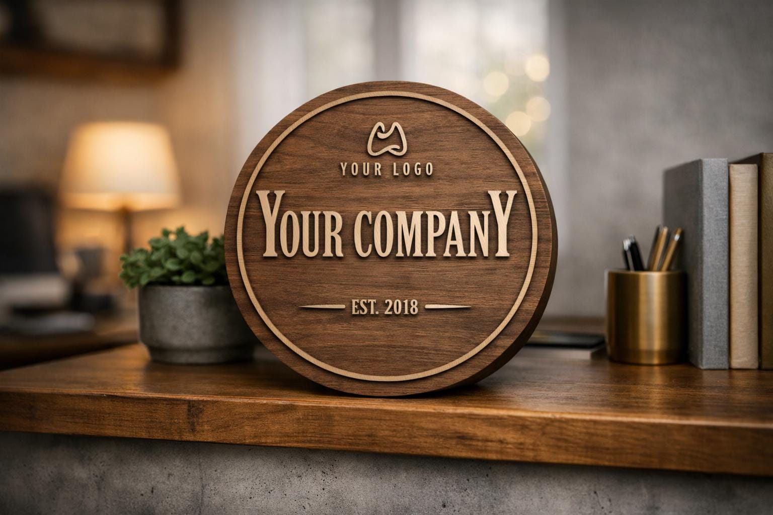 Walnut Signs Personalized Walnut Wood Logo Sign – Custom Engraved Business Sign ...