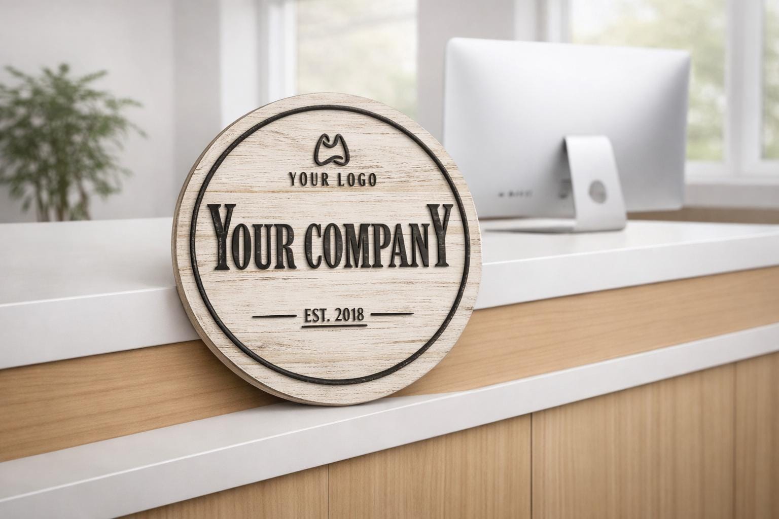 Walnut Signs Personalized Walnut Wood Logo Sign – Custom Engraved Business Sign ...