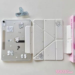 Magnetic Detachable iPad Case for iPad 2026 / Air 8/7/6,Customizable Clear Sticker Panel  Decorative Top Case Featuring Star Animal Patterns