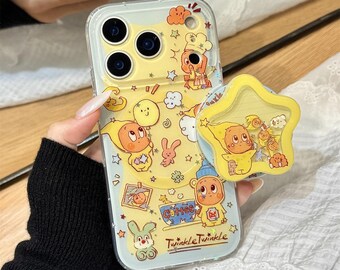 Niedliche Twinkle Twinkle MagSafe Handyhülle, Cartoon-Print stoßfeste Anti-Kratz-Abdeckung mit Sternen-Shaker-Ständer für iPhone 15/16/17 Pro Max