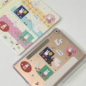 Magnetic Detachable iPad Case for iPad 2026 / Air 8/7/6,Includes Clear Panel Custom Decals Cream-Colored Patterned Folio Built Pencil Holder