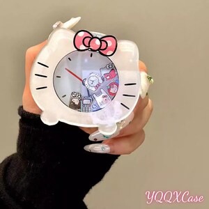 Cute Hello Kitty Clear Glitter MagSafe Phone Case for iPhone 15/16/17 ProMax,3D Kitty Pop Socket Grip Shockproof Cover,Kawaii Gift for Girls MagSafe Grip Olny2