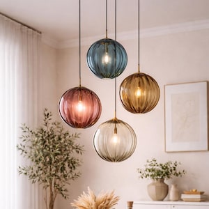 Modern LED Glass Ball Pendant Light, Nordic Hanging Lamp, Minimalist Globe Ceiling Fixture