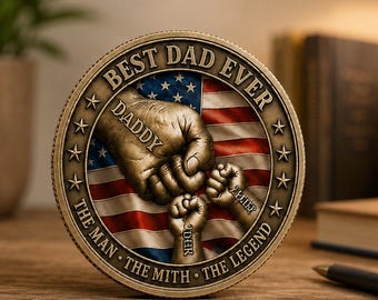 Personalized Dad Coin, Father's Day Gift, Custom Name Keepsake Display (Aluminum)