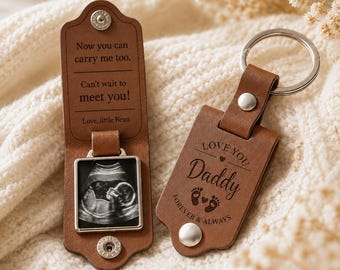 Personalized Ultrasound Keychain, Daddy Carry Me, Sonogram Keepsake, New Dad Gift
