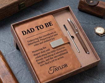 Personalized Dad To Be Journal Notebook With Pen Set, Dad Est 2026, First Father's Day Gift For Hi,  Gift For New Dad Pregnancy Announcement