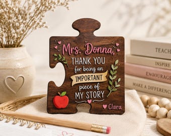 Personalized Teacher Wood Puzzle Sign, Appreciation Gift, Custom Thank You Keepsake