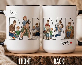 Personalized Photo Mug For Dad, Custom Fathers Day Cup,Father Gift From Son Daughter Wife, Dad Mug ,  Photo Collage Mug, Dad Birthday Gift