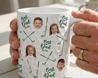 Personalized Golf Dad Photo Mug, Best Dad By Par Mug, Father's Day Golf Gift for Dad Grandpa, Custom Golf Mug, Gift For Him, Dad gift