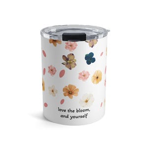 Gruß Gepresste Blumenmuster Becher | 10 Unzen rostfreier Reisebecher