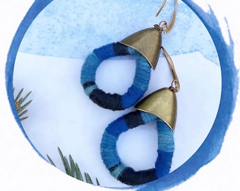 Indigo Dyed Cotton Handwoven Textile Earrings