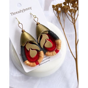 Handwoven Textile Earrings Dyed with Avocado