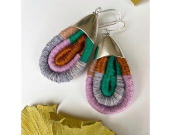 Elderberry + Sumac Dye Textile Earrings
