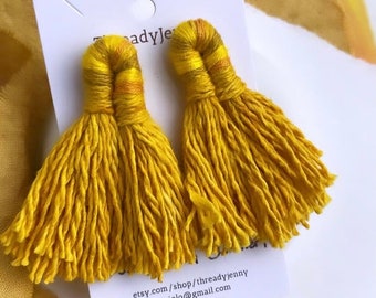 Marigold, Goldenrod, Turmeric and Yellow Onion Dyed Handwoven Textile Earrings