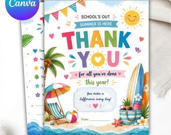 Teacher Appreciation Printable Gift Card Holder | All About My Teacher | End of Year Teacher Thank You Card Set | Fill in the Blank