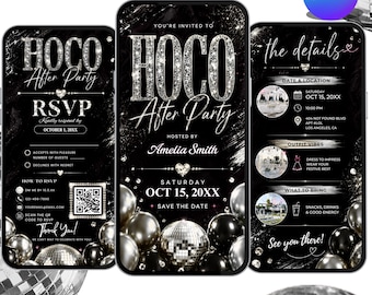 Animated Hoco After Party Invitation, Homecoming After Party Invite, Editable Canva Video Invitation, Digital Homecoming Evite, Phone Text
