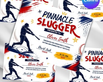 Editable Baseball Award Certificates | 30+ Printable Baseball Award Templates | Team & Coach Recognition Awards | Canva Instant Download