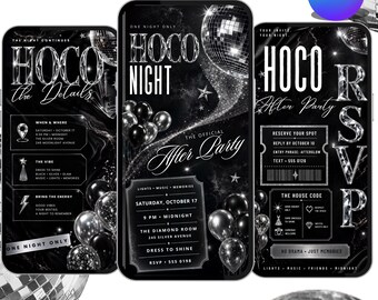Animated HOCO After Party Invitation | Glam Homecoming Flyer Template | Canva Editable Digital Invitation | Homecoming After Party Invite